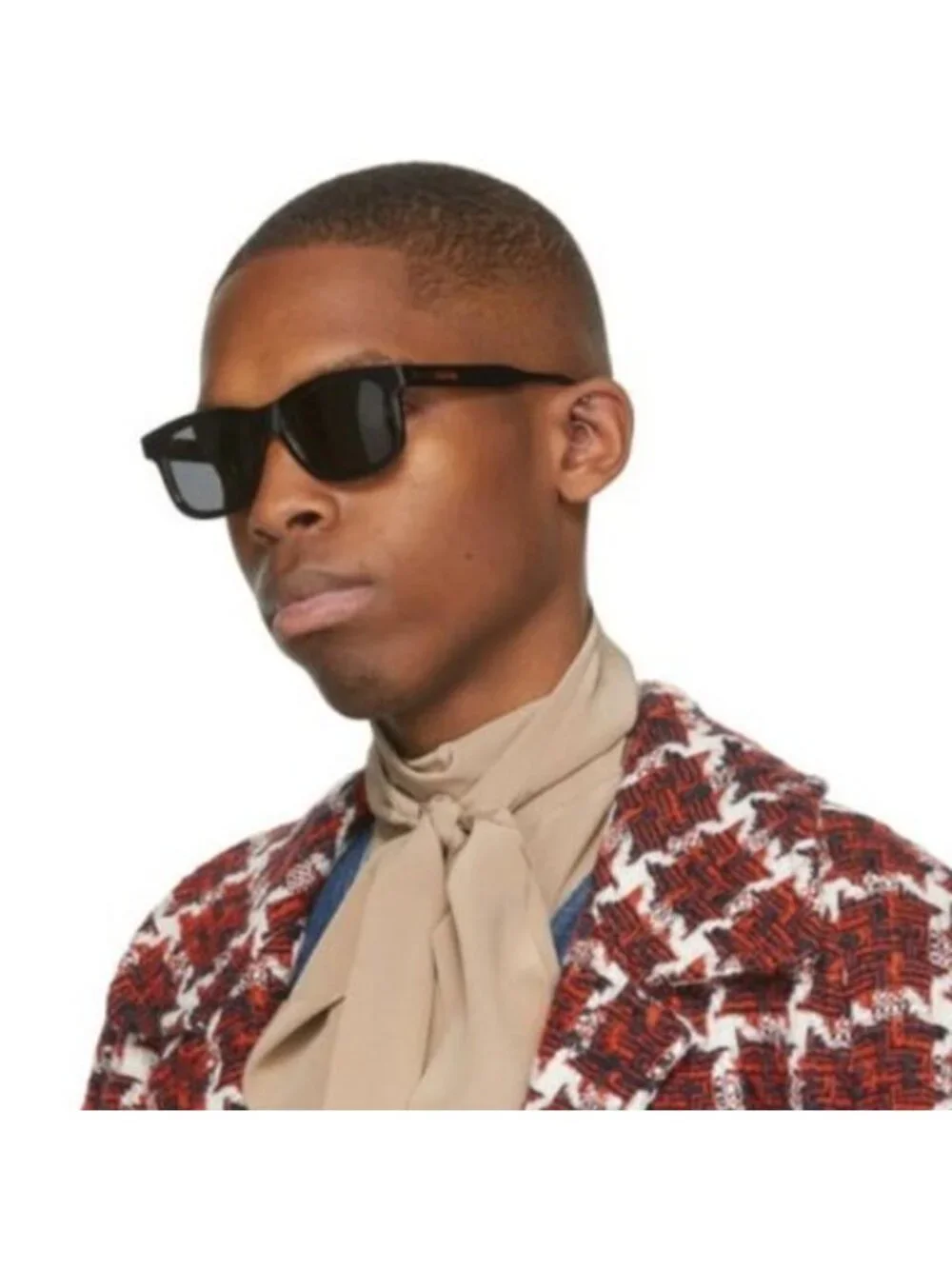 Gucci GG0824S 006 Men Sunglasses Black Rectangle Frame, Brown Lenses